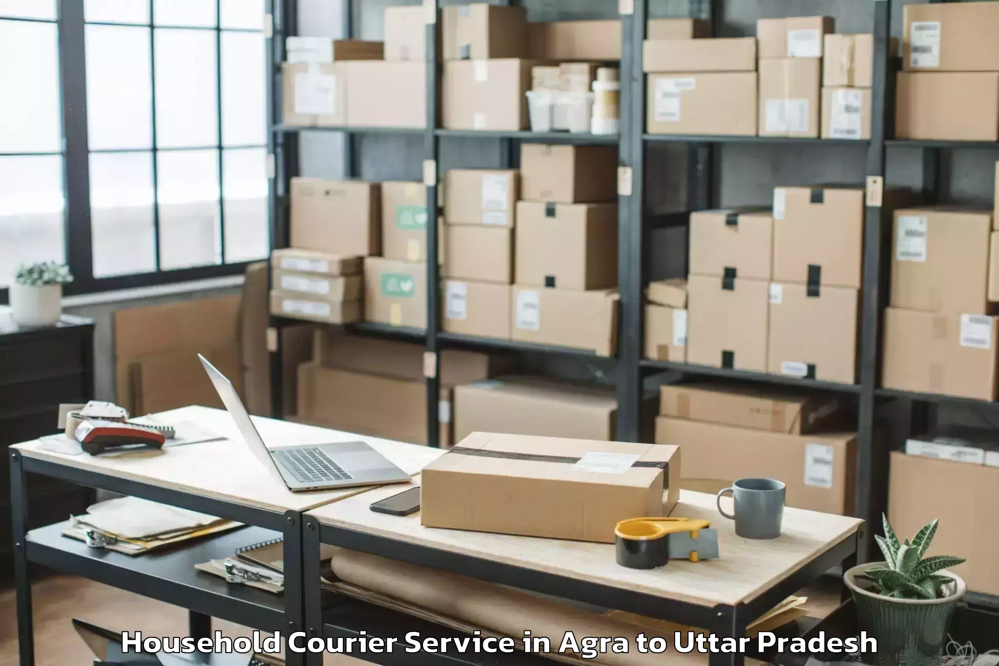 Reliable Agra to Belthara Road Household Courier